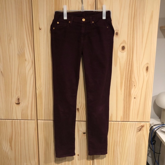 7 for All Mankind Wine Red Velvet like Pant Size 25 - Picture 2 of 4